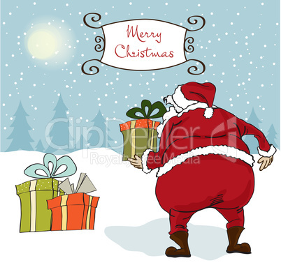 Santa coming, Christmas greeting card