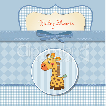 new baby announcement card with giraffe