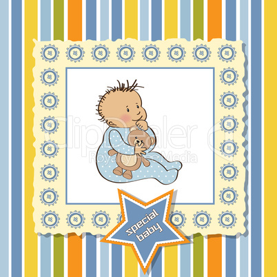 baby announcement card with little boy