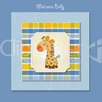 shower card with giraffe toy