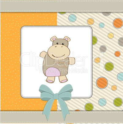 childish baby shower card with hippo toy