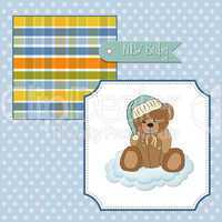 baby shower card with sleepy teddy bear