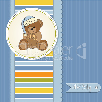 baby shower card with sleepy teddy bear