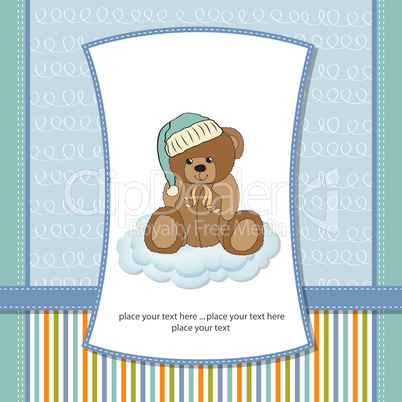 customizable greeting card with teddy bear