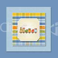 baby  shower card with toy train