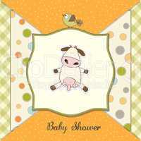 new baby announcement card with cow
