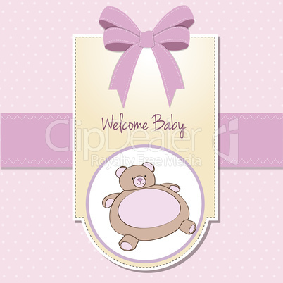 baby shower card with teddy bear toy