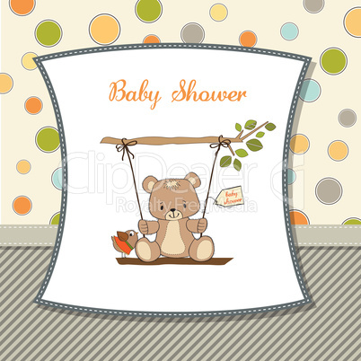 baby greeting card with teddy bear