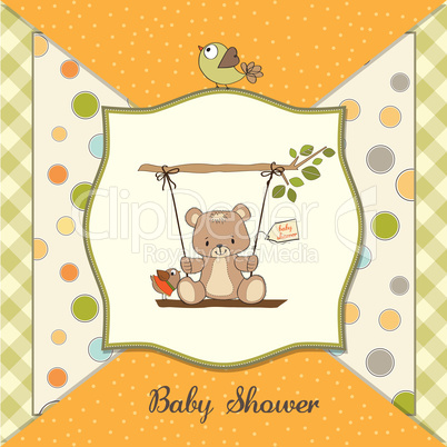 baby greeting card with teddy bear