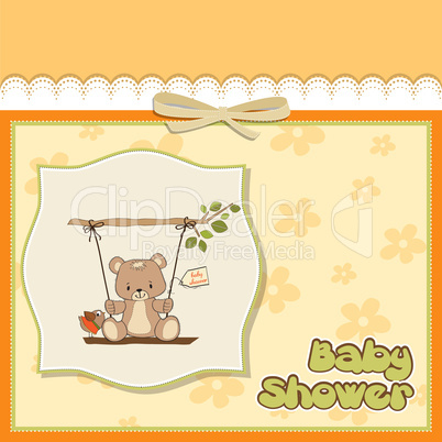 baby greeting card with teddy bear