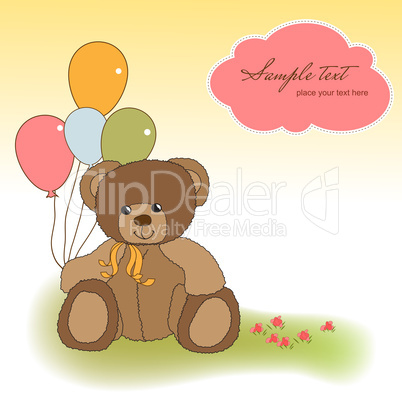 customizable greeting card with teddy bear