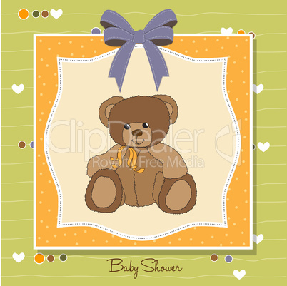 welcome baby card with teddy bear