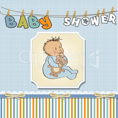 baby announcement card with little boy