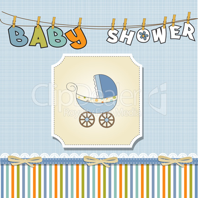 baby boy shower card with stroller