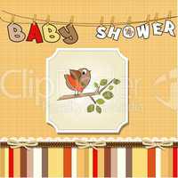 welcome baby card with funny little bird