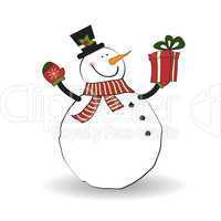 Christmas greeting card with snowman