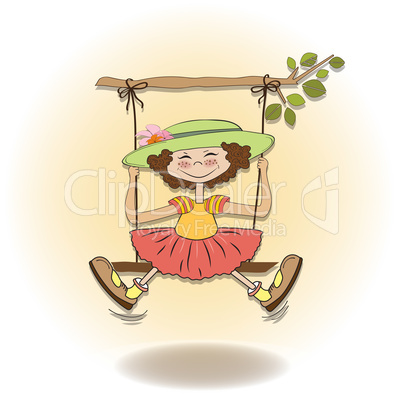 funny girl in a swing