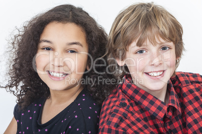 Interracial Boy & Girl Children Smiling