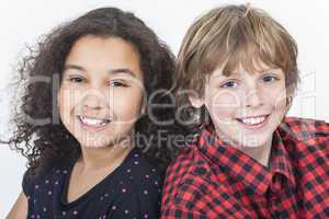 Interracial Boy & Girl Children Smiling