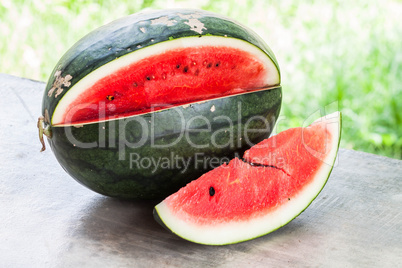 Close up red slice of water melon