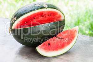 Close up red slice of water melon