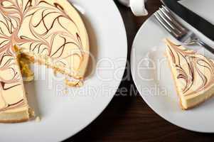 Cheese cake and espresso coffee