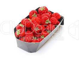 Ripe Red strawberries in paper box