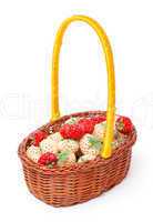 Ripe White and Red Strawberries in basket