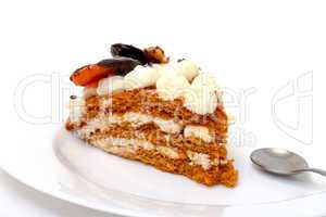 Piece of sweet cake on plate