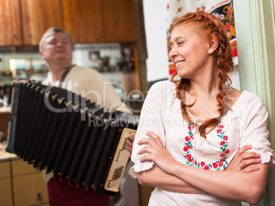 Russian couple in national costume