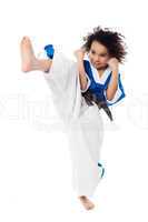 Young kid practicing karate