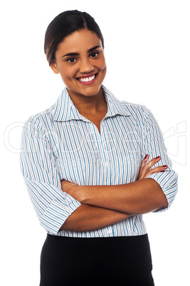 Confident female company manager posing