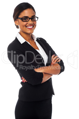 Confident mixed latin corporate female manager