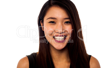 Smiling asian girl with beautiful long hair