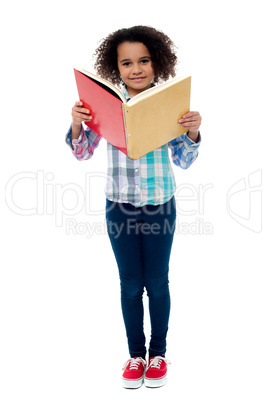 School girl a reading book