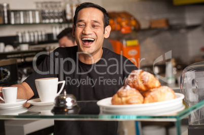 Happy staff at restaurant