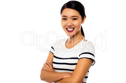 Pretty asian girl posing sweetly with confidence