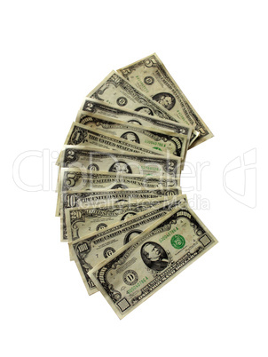 dollar banknotes isolated on a white background