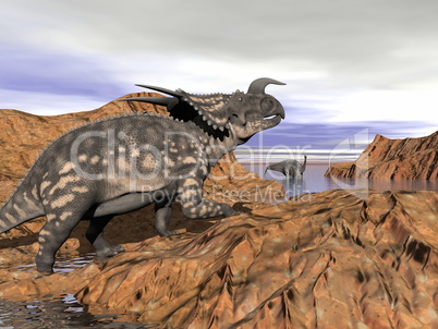 Dinosaurs landscape - 3D render