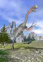 Gigantoraptor dinosaur running - 3D render