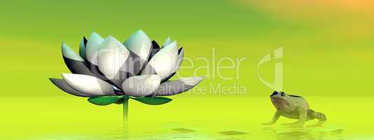 Frog and lotus flower - 3D render