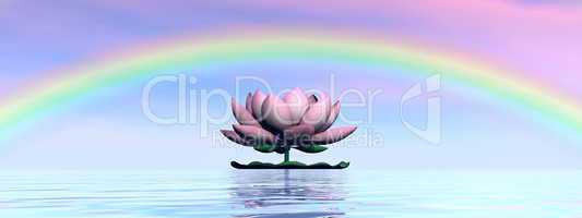 Lotus flower under rainbow - 3D render