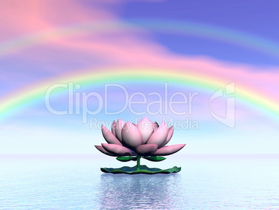 Lotus flower under rainbow - 3D render