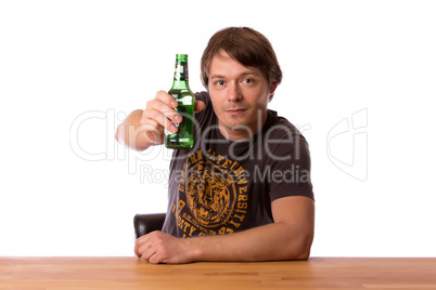 Man with a bottle of beer