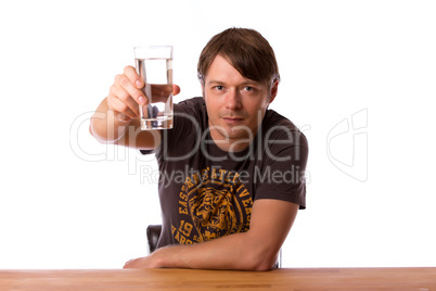 Man with a glass of water