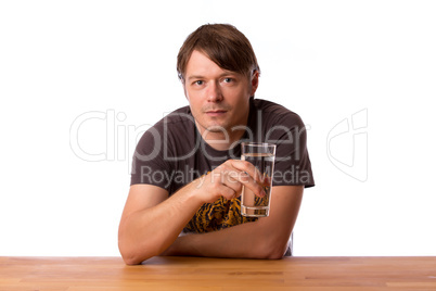 Man with a glass of water