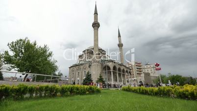 Mosque and people