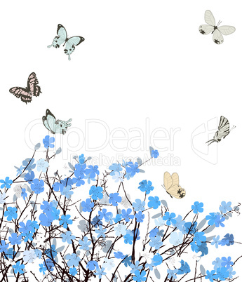 blue flowers greeting card