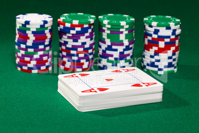 Poker chips and cards