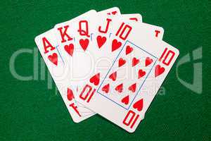 Poker cards with royal flush combination